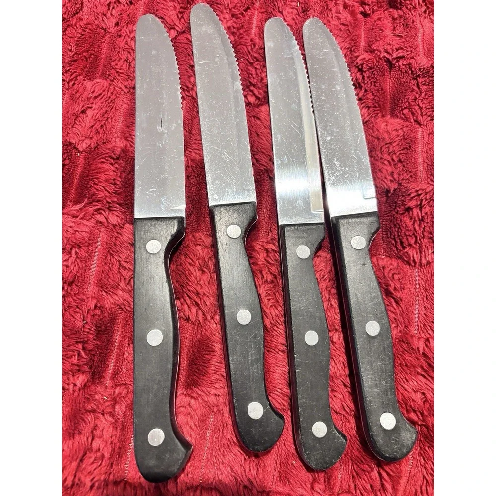 VTG Stainless Steele Full Tang Steak Cutting Knives Black Handle 9.5